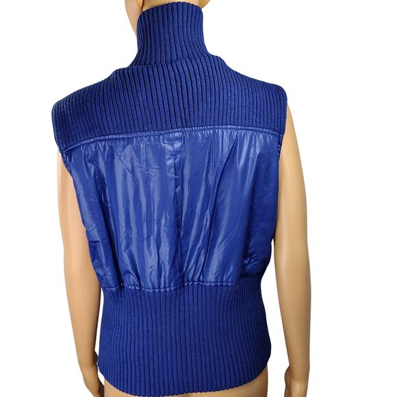 Y2k MCM Purple Zip Up Quilted Sleeveless Ribbed Turtleneck Vintage Vest Size XL - Picture 8 of 10